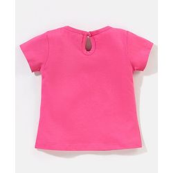 Babyhug 100% Cotton Half Sleeves Tee With Kitty Graphics- Pink