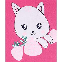Babyhug 100% Cotton Half Sleeves Tee With Kitty Graphics- Pink