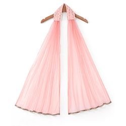 Babyhug Frill Sleeves Embroidered Overlap Choli With Net Lehenga  and Dupatta - Coral