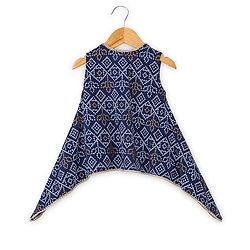 Babyhug Rayon Three Fourth Sleeves Embroidered   Ethnic Dress with Bandhani Print Jacket - Blue