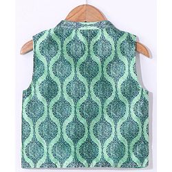 Babyhug Full Sleeves Solid Kurta and Pyjama Set with Printed Motif Print Jacket - Navy