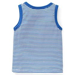 Babyhug 100 % Cotton Antibacterial Sleeveless Striped & Shark Printed Sando Pack of 5 - Red & Blue