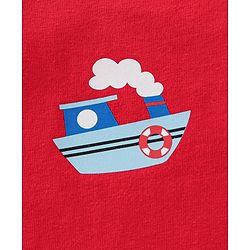 Babyhug 100 % Cotton Antibacterial Sleeveless Striped & Shark Printed Sando Pack of 5 - Red & Blue