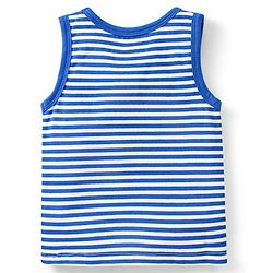 Babyhug 100 % Cotton Antibacterial Sleeveless Striped & Shark Printed Sando Pack of 5 - Blue & Orange