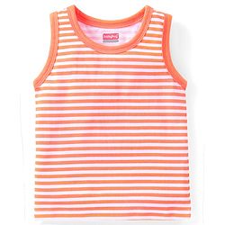Babyhug 100 % Cotton Antibacterial Sleeveless Striped & Shark Printed Sando Pack of 5 - Blue & Orange