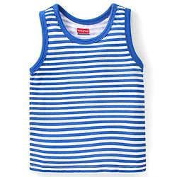 Babyhug 100 % Cotton Antibacterial Sleeveless Striped & Shark Printed Sando Pack of 5 - Blue & Orange