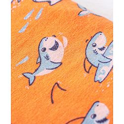 Babyhug 100 % Cotton Antibacterial Sleeveless Striped & Shark Printed Sando Pack of 5 - Blue & Orange