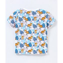 Babyhug Cotton Knit Half Sleeves T-Shirt Tiger Print Pack of 3 - Blue & Orange
