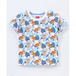 Babyhug Cotton Knit Half Sleeves T-Shirt Tiger Print Pack of 3 - Blue & Orange
