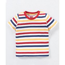Babyhug Cotton Knit Half Sleeves Checks & Racing Cars Printed T-Shirts Pack of 3 -White & Yellow