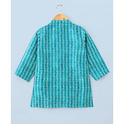 Babyhug Silk Full Sleeves Kurta & Pajama Set Digital Print - Light Blue
