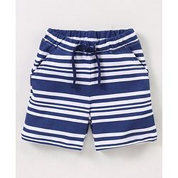 Babyhug Cotton Knit Half Sleeves T-Shirt & Shorts Set Boat Print - Navy Blue