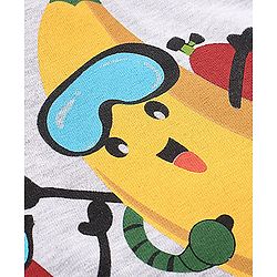 Babyhug Cotton Half Sleeves T-Shirt & Shorts Set Watermelon & Banana Print- White Melange & Blue
