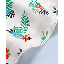 Babyhug Rayon Short Sleeves Floral Print Frock - White