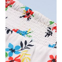 Babyhug Rayon Short Sleeves Floral Print Frock - White