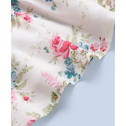 Babyhug Rayon Singlet Frock Floral with Headband - White