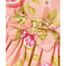 Babyhug Rayon Short Sleeves Fit and Flare Frock Floral Print - Peach