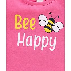 Babyhug Half Sleeves Tee with Bee Happy Print - Pink