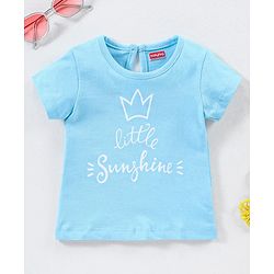 Babyhug 100% Cotton Half Sleeves Tee with Little Sunshine Print - Blue