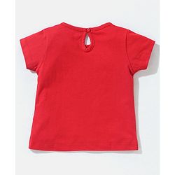 Babyhug 100% Cotton Knit Half Sleeves Top Mermaids Graphics Print - Red