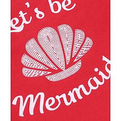 Babyhug 100% Cotton Knit Half Sleeves Top Mermaids Graphics Print - Red