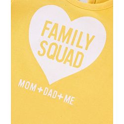 Babyhug Half Sleeves Tee with Family Squad Print - Yellow