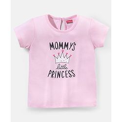 Babyhug 100% Cotton Half Sleeves Tee with Text Print - Pink