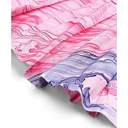 Babyhug Cotton Woven Sleeveless Frock with Bow Applique Marble Print - Pink (Design & Color May Vary)