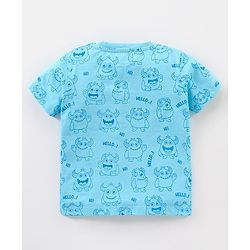 Babyhug Cotton Half Sleeves Striped & Monster Print T-Shirt Pack of 3 - Red & Blue