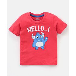 Babyhug Cotton Half Sleeves Striped & Monster Print T-Shirt Pack of 3 - Red & Blue