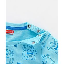 Babyhug Cotton Half Sleeves Striped & Monster Print T-Shirt Pack of 3 - Red & Blue