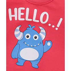 Babyhug Cotton Half Sleeves Striped & Monster Print T-Shirt Pack of 3 - Red & Blue