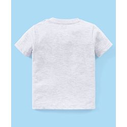 Babyhug Cotton Half Sleeves T-Shirt Striped & Monster Print - Grey Blue & Green