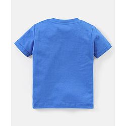 Babyhug Cotton Half Sleeves T-Shirt Striped & Monster Print - Grey Blue & Green