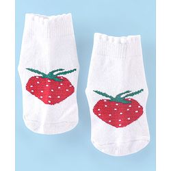 Cute Walk by Babyhug Anti Bacterial Ankle Length Strawberry Print Socks Pack of 3 - Pink White & Red