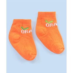 Cutewalk By Babyhug Anti Bacterial Ankle Length Socks Striped & Lemon Design Pack Of 3- Orange & White