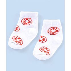 Cutewalk By Babyhug Anti Bacterial Ankle Length Socks Striped & Lemon Design Pack Of 3- Orange & White
