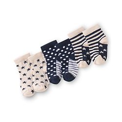 Cute Walk By Babyhug Anti Bacterial Ankle Length Socks Star Design Pack Of 3 - Multicolour