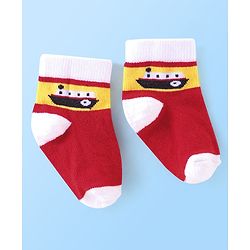 Cutewalk By Babyhug Anti Bacterial Ankle Length Vehicle Print Socks Pack Of 3 - Blue & Red
