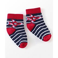 Cutewalk By Babyhug Anti Bacterial Ankle Length Vehicle Print Socks Pack Of 3 - Blue & Red