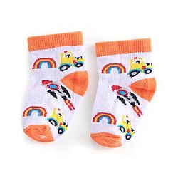 Cutewalk By Babyhug Antibacterial Ankle Length Socks Car & Stripes Design Pack Of 3- Blue & Red