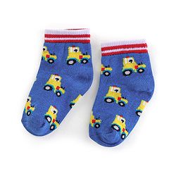Cutewalk By Babyhug Antibacterial Ankle Length Socks Car & Stripes Design Pack Of 3- Blue & Red