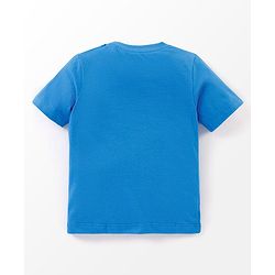 Babyhug 100% Cotton Half Sleeves T-Shirt And Shorts Tiger & Monkey Print - Blue