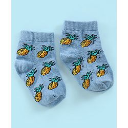 Cutewalk By Babyhug Anti Bacterial Ankle Length Watermelon Design Socks Pack Of 7 - Blue Yellow & Pink