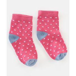 Cutewalk By Babyhug Anti Bacterial Ankle Length Socks Polka Dot Design Pack of 5- Pink Yellow & Blue