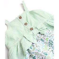Babyhug Rayon Singlet Sleeves Frock With Floral Print - Green