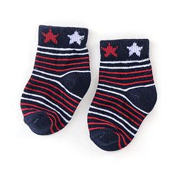 Cute Walk by Babyhug Non Terry Anti Bacterial Ankle Length Socks Stripes & Star Design Pack of 5 - Red Blue & White