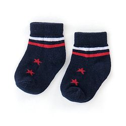 Cute Walk by Babyhug Non Terry Anti Bacterial Ankle Length Socks Stripes & Star Design Pack of 5 - Red Blue & White