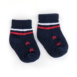 Cute Walk by Babyhug Non Terry Anti Bacterial Ankle Length Socks Stripes & Star Design Pack of 5 - Red Blue & White