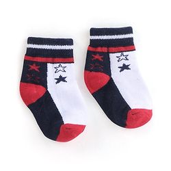 Cute Walk by Babyhug Non Terry Anti Bacterial Ankle Length Socks Stripes & Star Design Pack of 5 - Red Blue & White